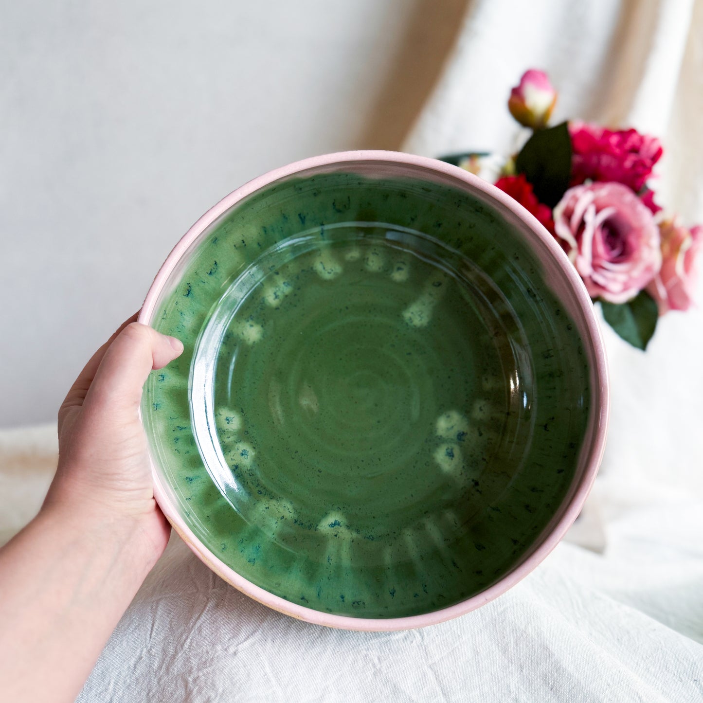 Pink Matcha Wide Salad Bowl #10