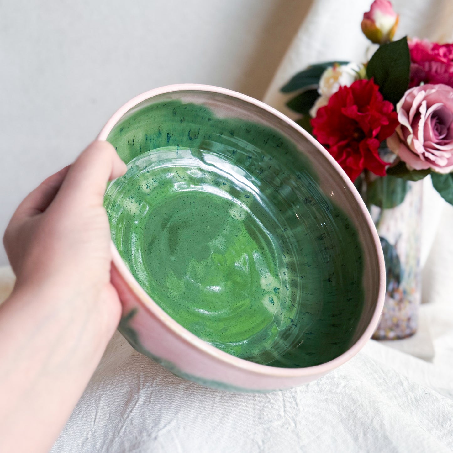 Pink Matcha Wide Salad Bowl #10