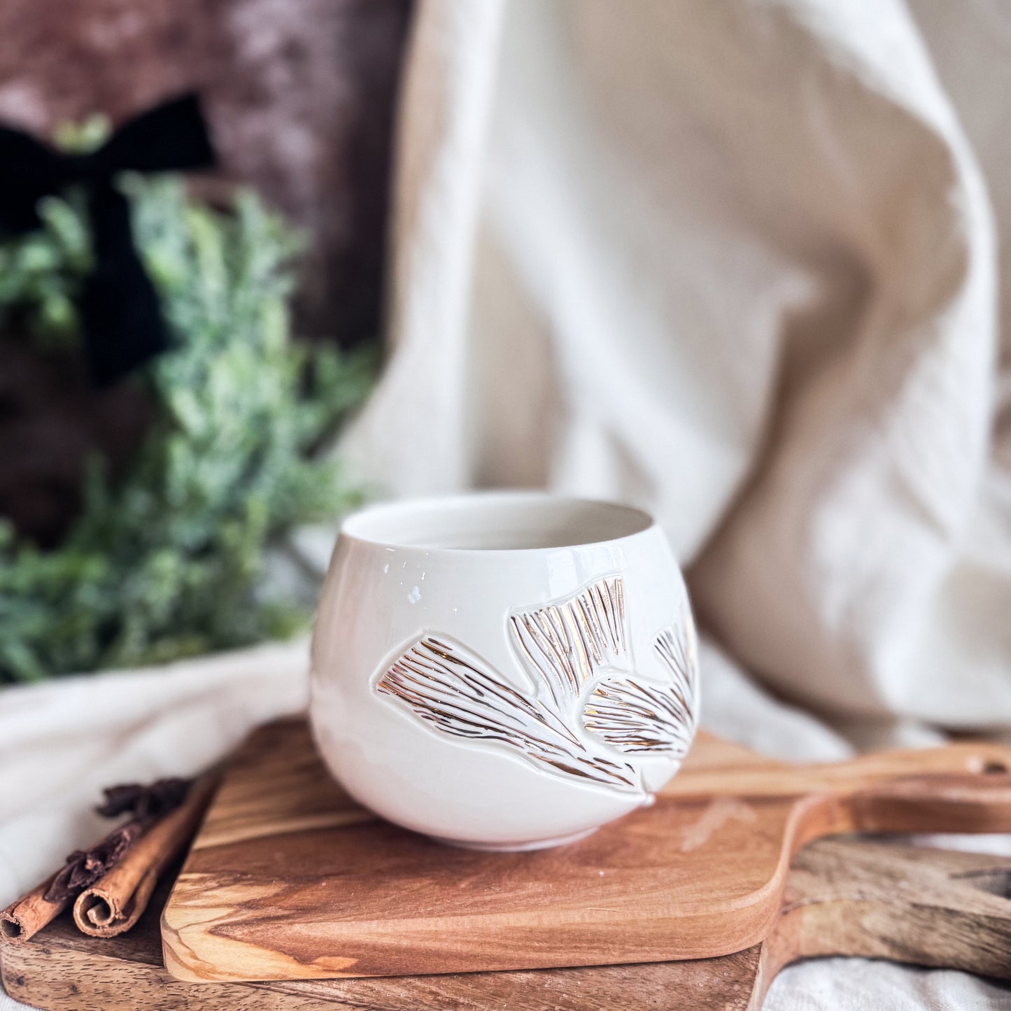 Porcelain Ginkgo Leaves Lotti Mug #2