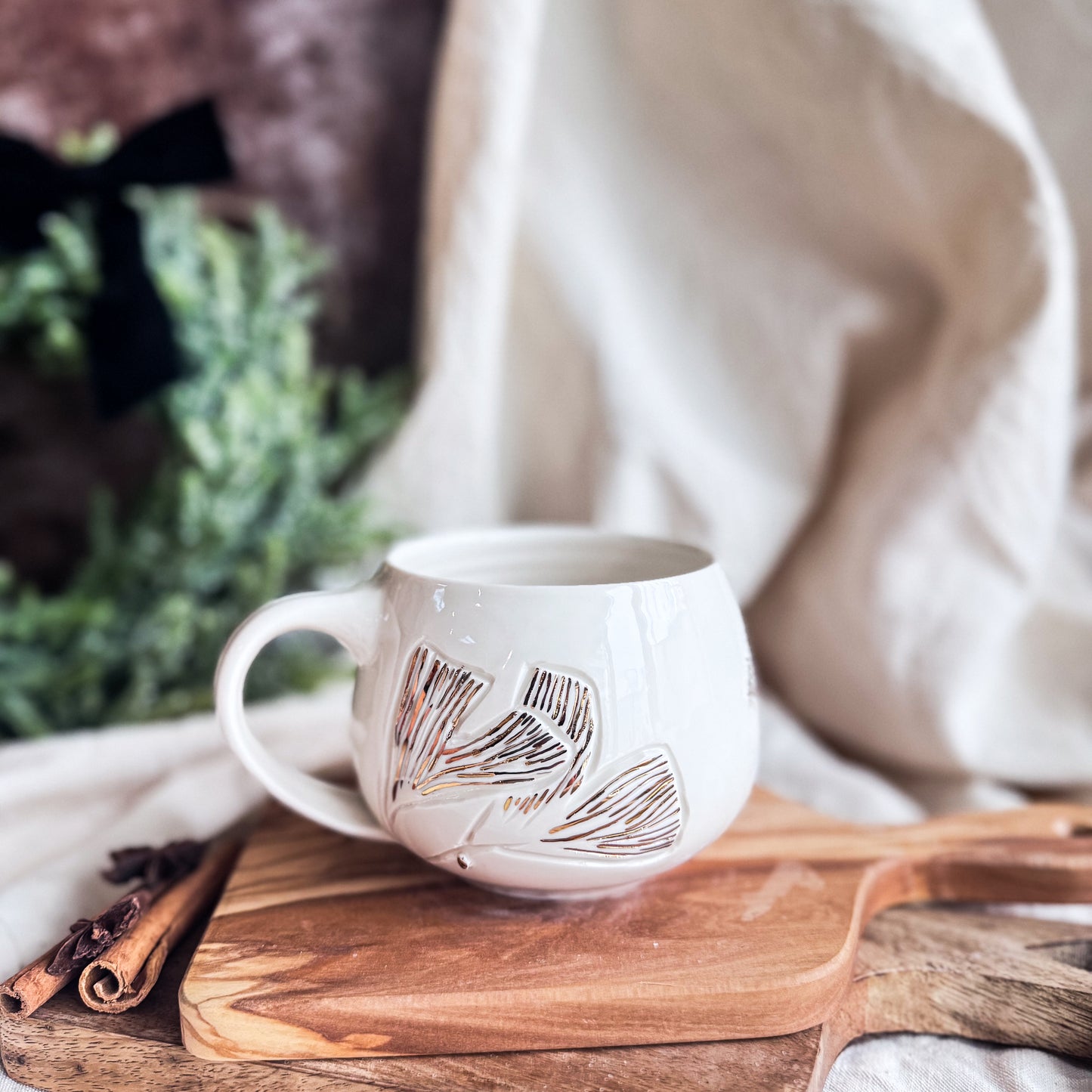 Porcelain Ginkgo Leaves Lotti Mug #2