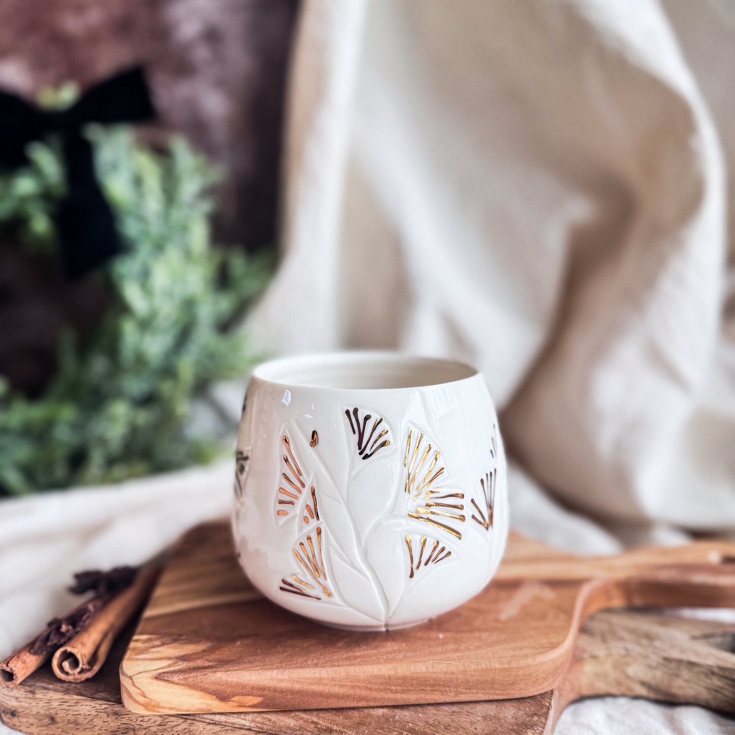 Porcelain Ginkgo Leaves Cup #3