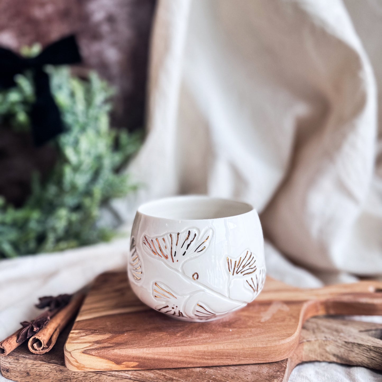 Porcelain Ginkgo Leaves Cup #6