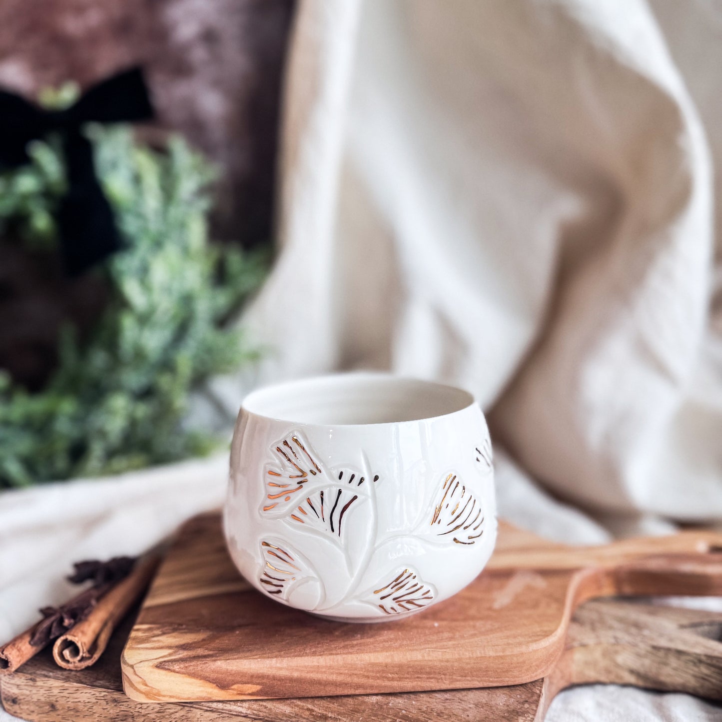 Porcelain Ginkgo Leaves Cup #6