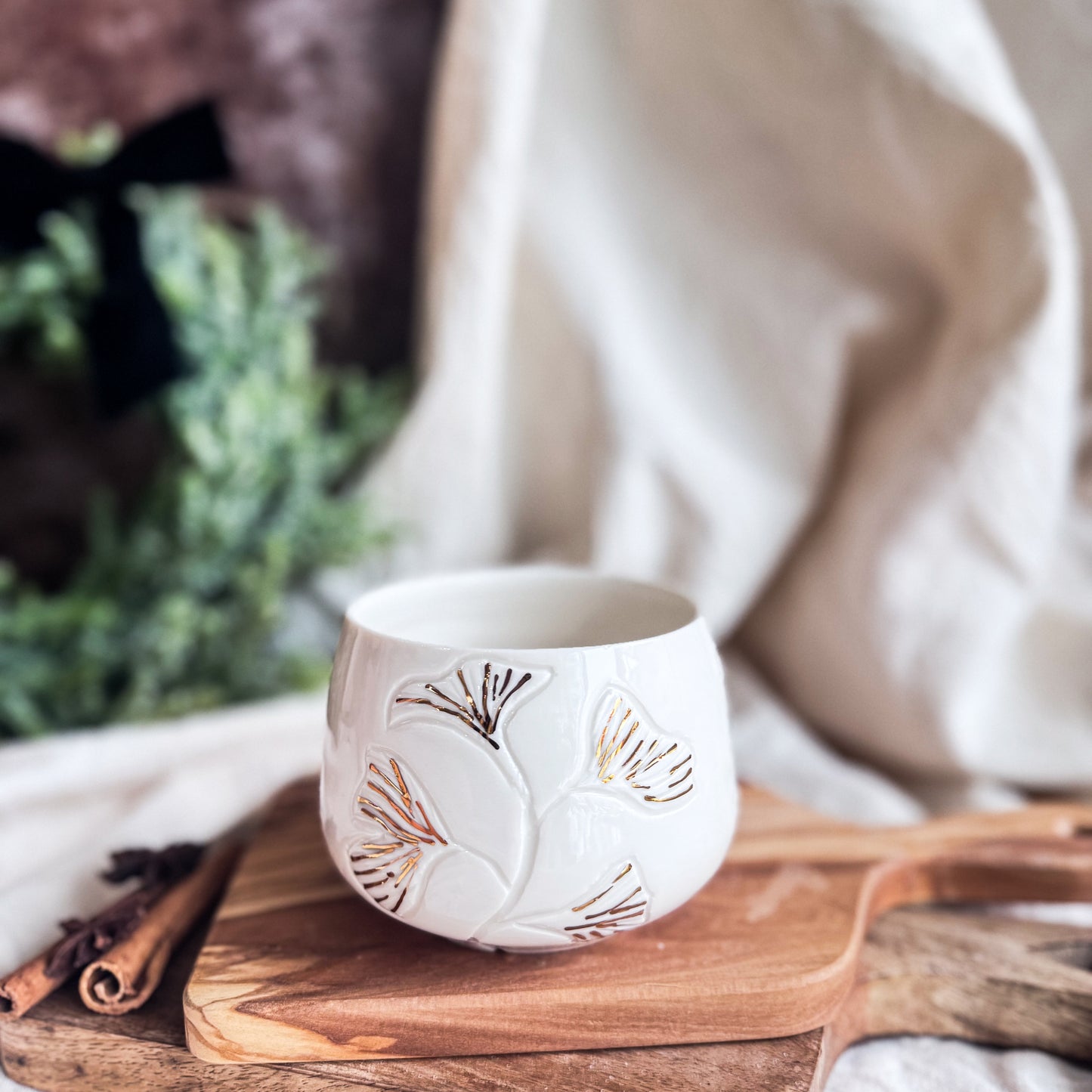 Porcelain Ginkgo Leaves Cup #6